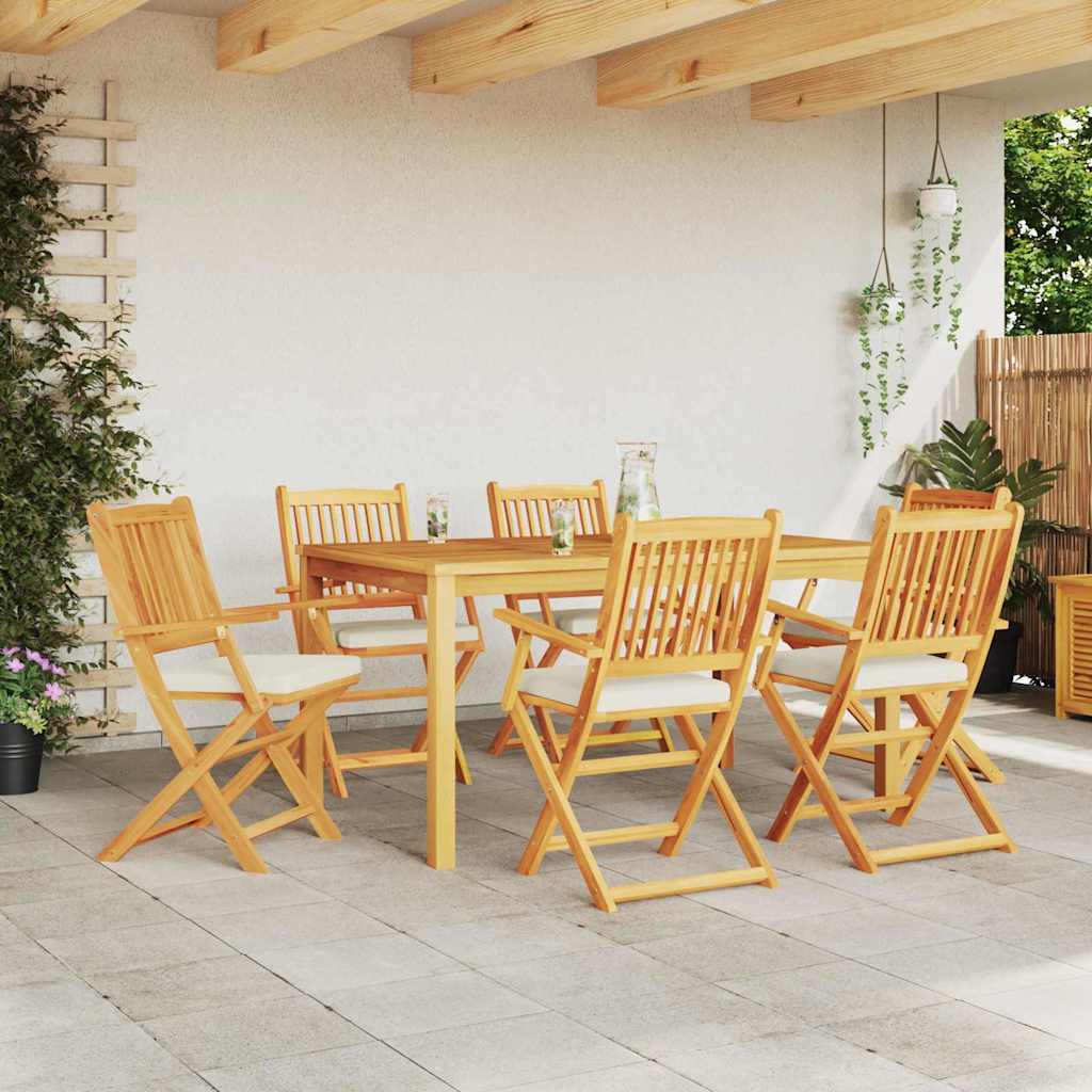 Sedia pieghevole 6 pz Bianco Legno massello di acacia