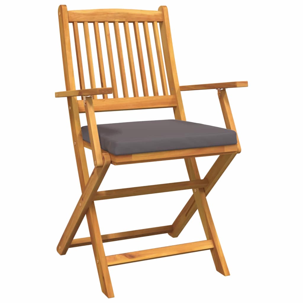 Sedia pieghevole 6 pz Grigio Legno massello di acacia