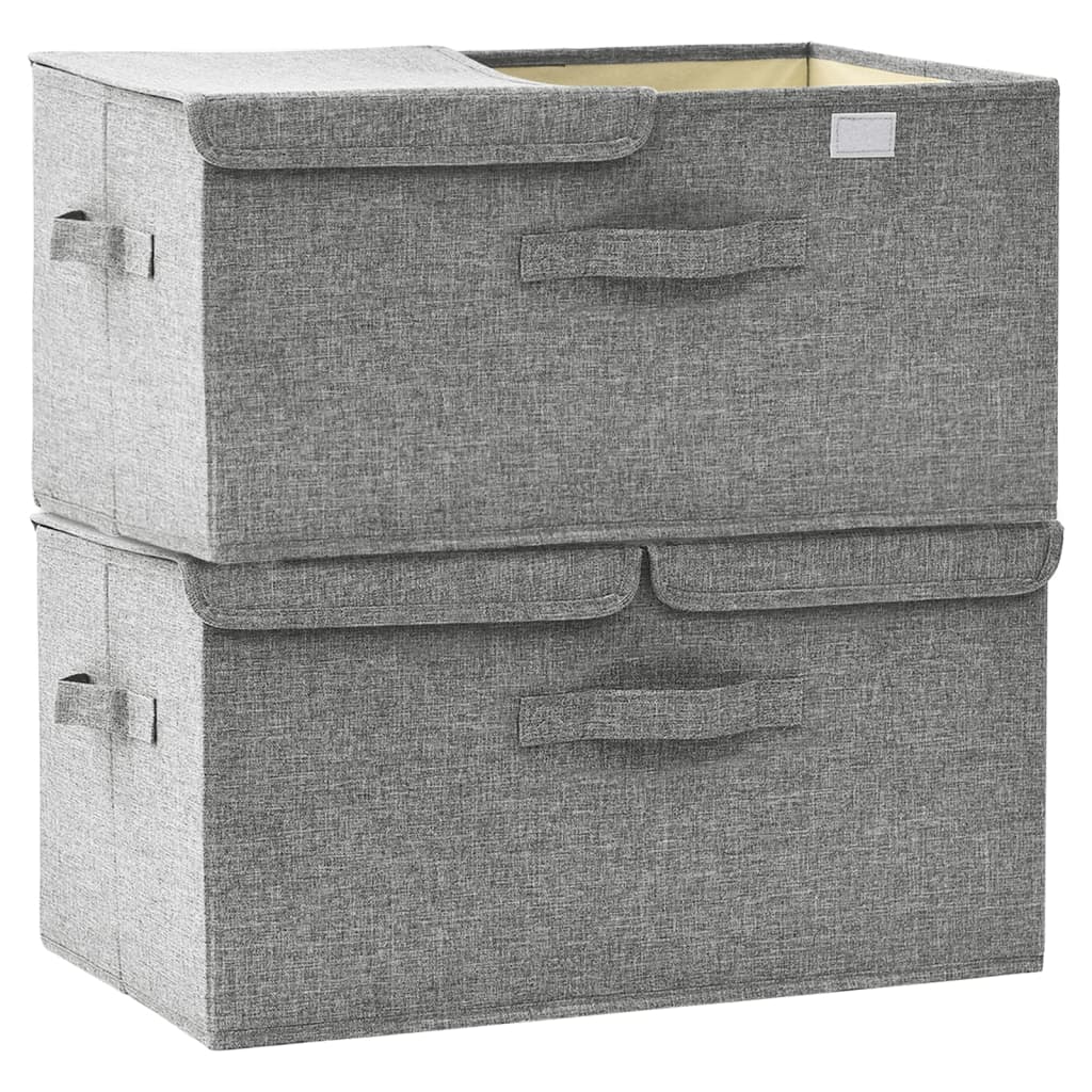 Scatole di stoccaggio Tessuto non tessuto 2 scomparti Grigio