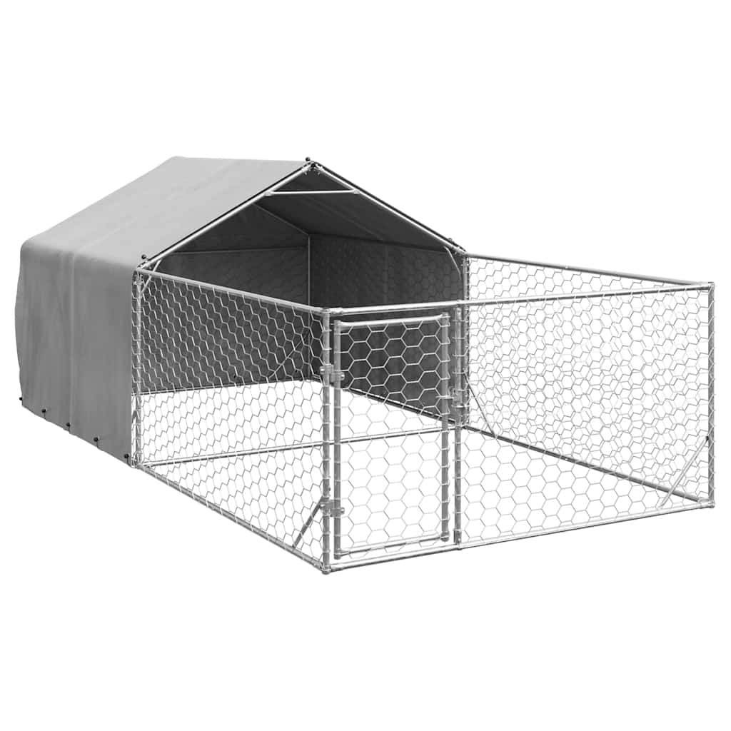 Cuccia per Cani da Esterno con Recinto 5x2x1,5m Acciaio Zincato