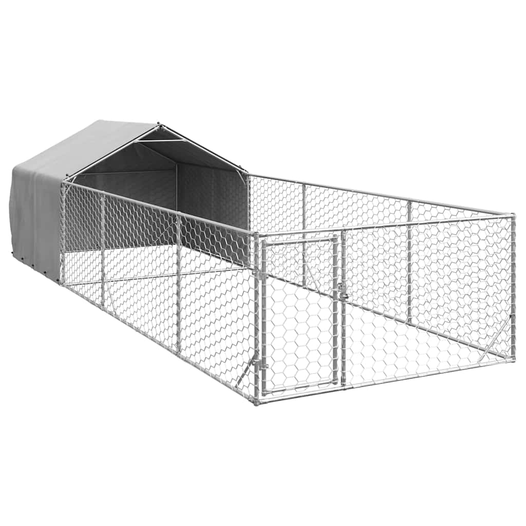 Cuccia per Cani da Esterno con Recinto 6x2x1,5m Acciaio Zincato