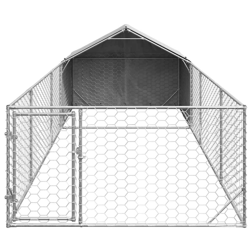 Cuccia per Cani da Esterno con Recinto 6x2x1,5m Acciaio Zincato