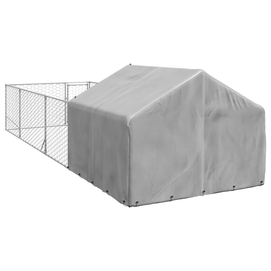 Cuccia per Cani da Esterno con Recinto 6x2x1,5m Acciaio Zincato