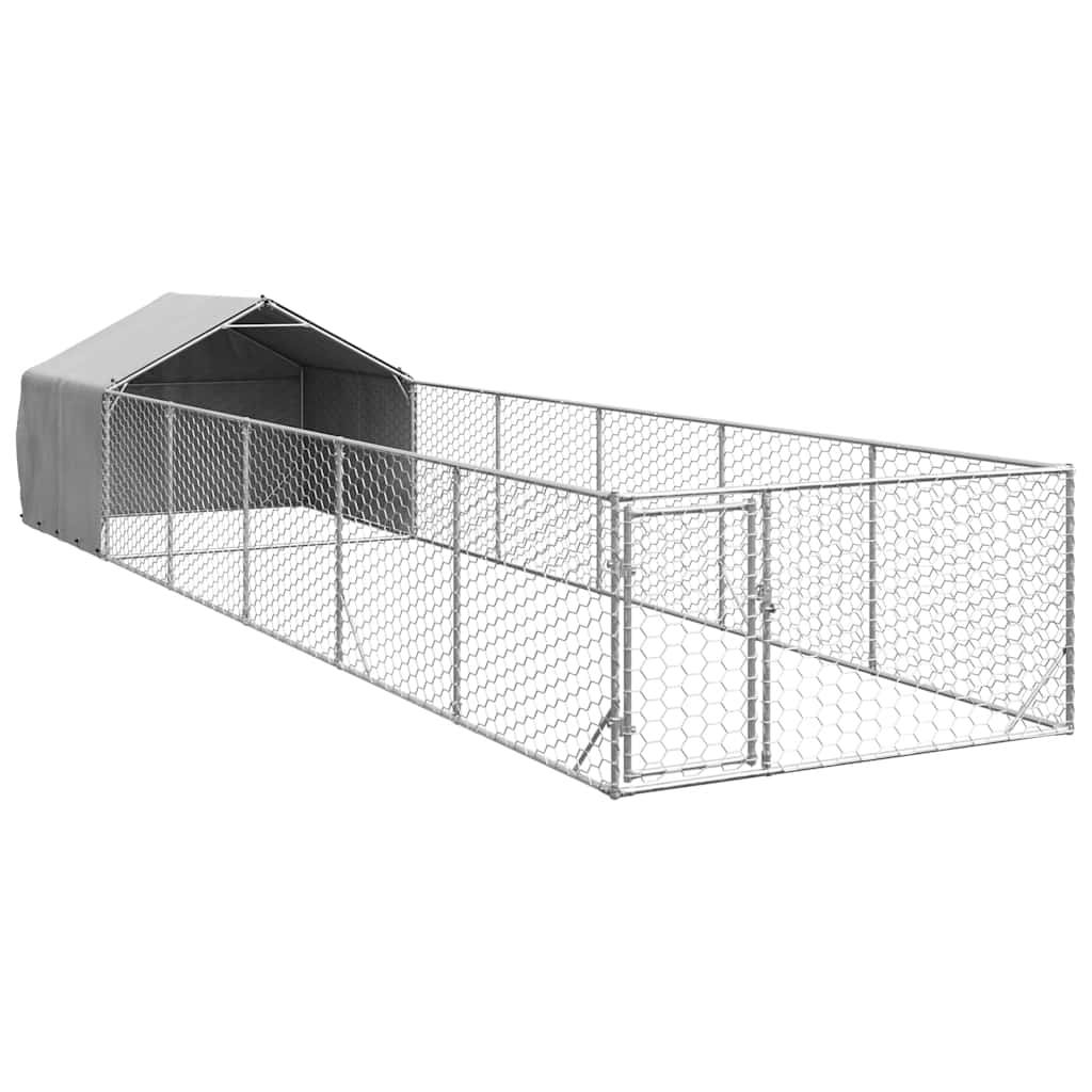 Cuccia per Cani da Esterno con Recinto 8x2x1,5m Acciaio Zincato