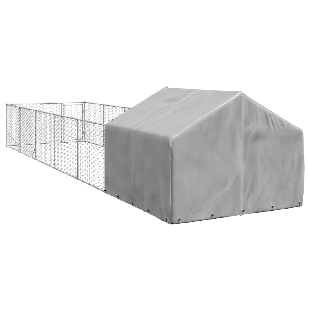 Cuccia per Cani da Esterno con Recinto 8x2x1,5m Acciaio Zincato