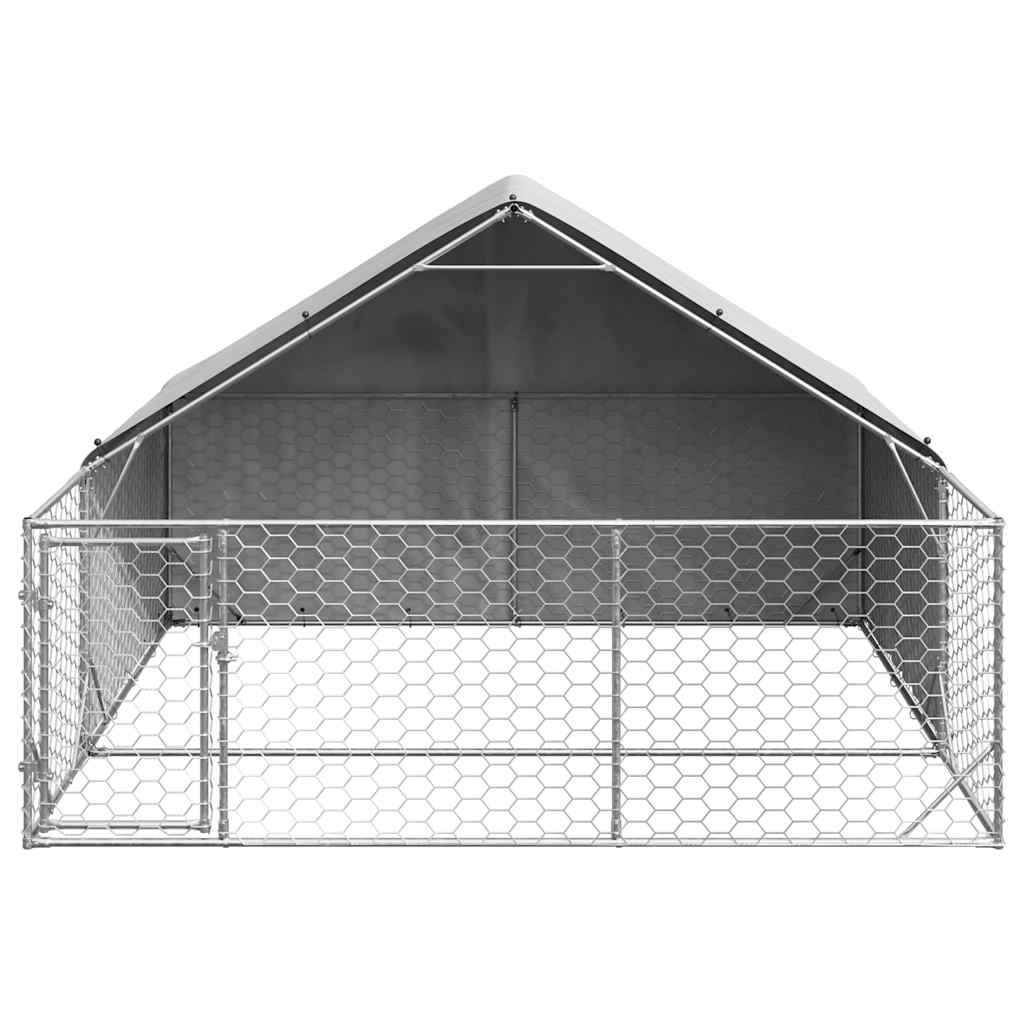 Cuccia per Cani da Esterno con Recinto 3x3x1,9m Acciaio Zincato