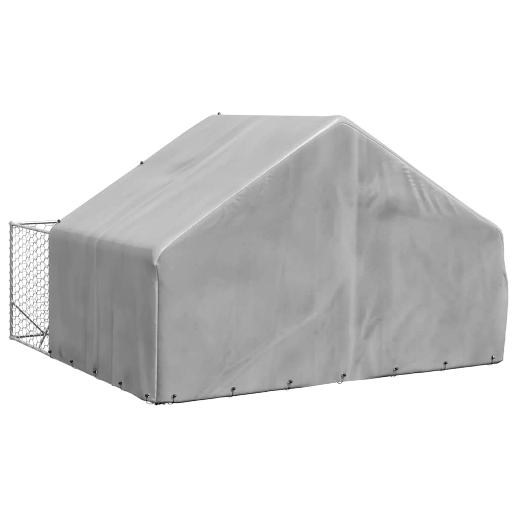 Cuccia per Cani da Esterno con Recinto 3x3x1,9m Acciaio Zincato