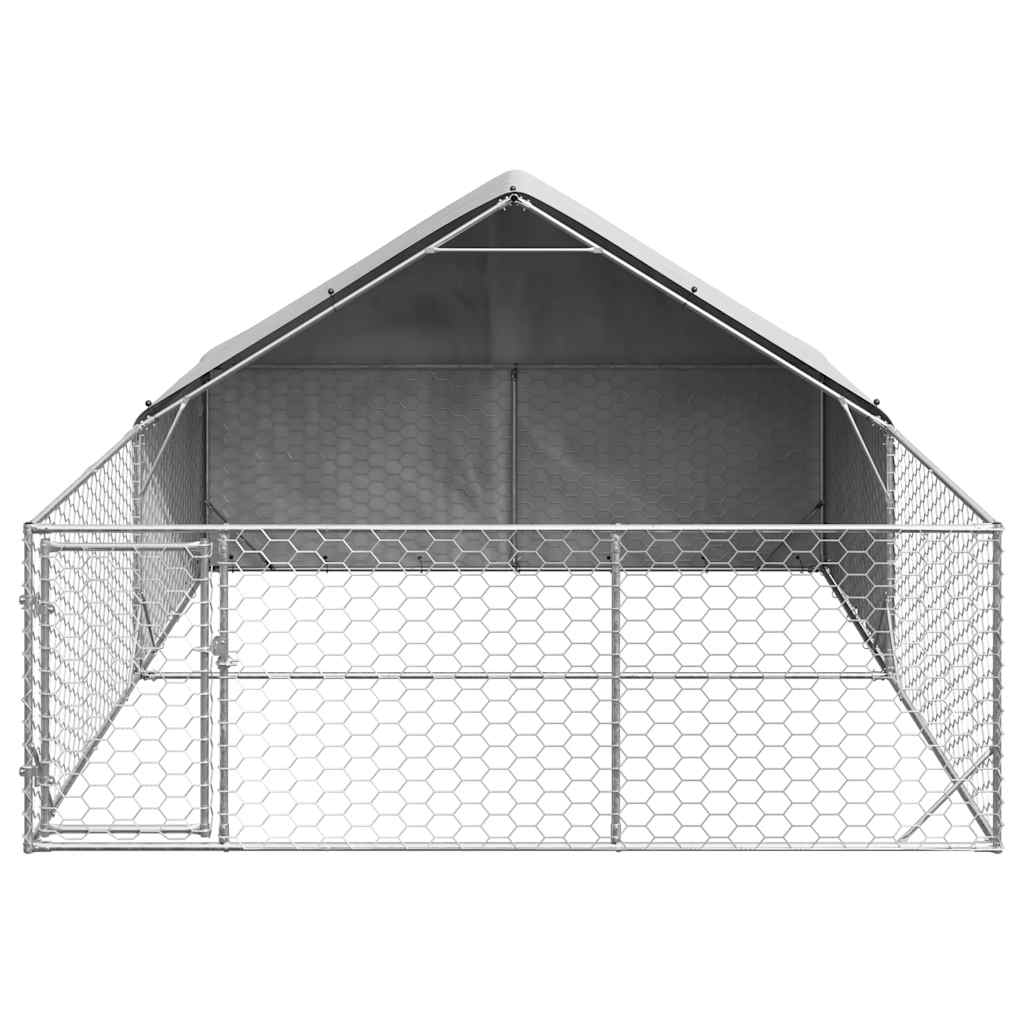 Cuccia per Cani da Esterno con Recinto 4x3x1,9m Acciaio Zincato