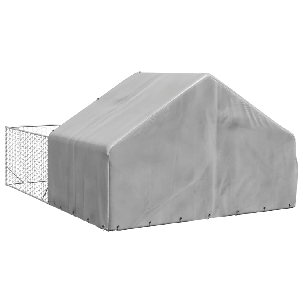 Cuccia per Cani da Esterno con Recinto 4x3x1,9m Acciaio Zincato