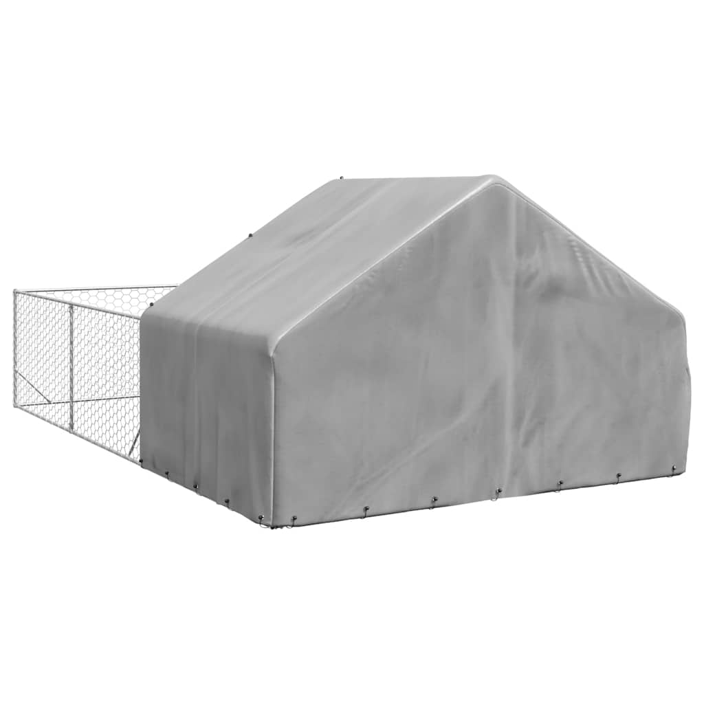 Cuccia per Cani da Esterno con Recinto 6x3x1,9m Acciaio Zincato