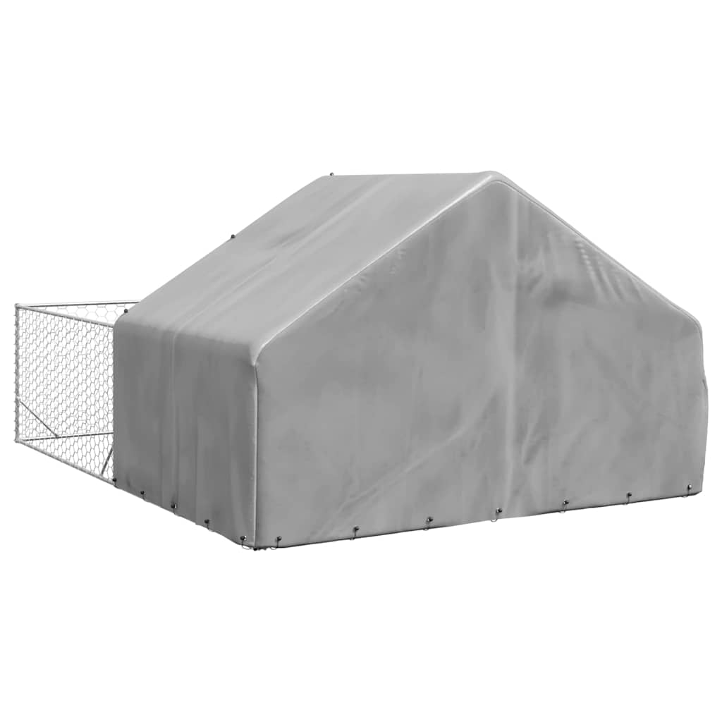 Cuccia per Cani da Esterno con Recinto 5x3x1,9m Acciaio Zincato