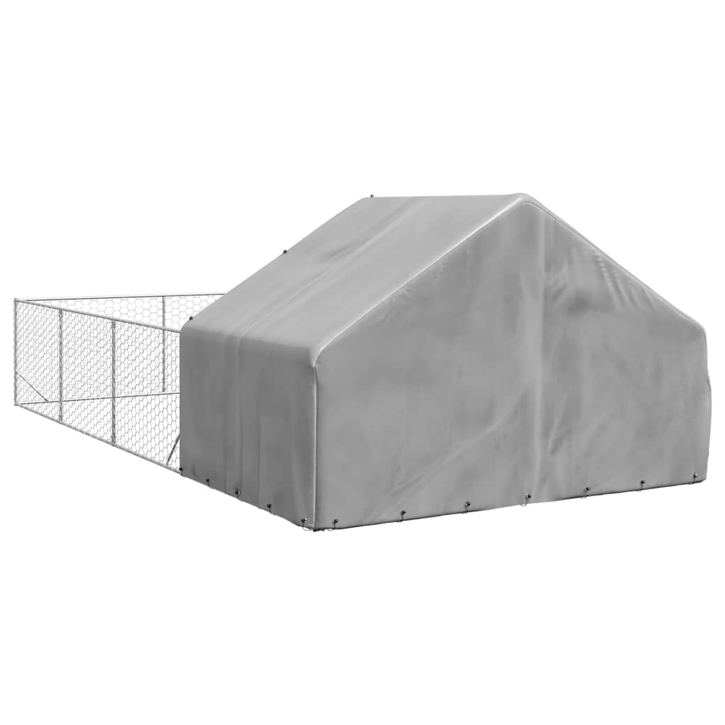 Cuccia per Cani da Esterno con Recinto 7x3x1,9m Acciaio Zincato
