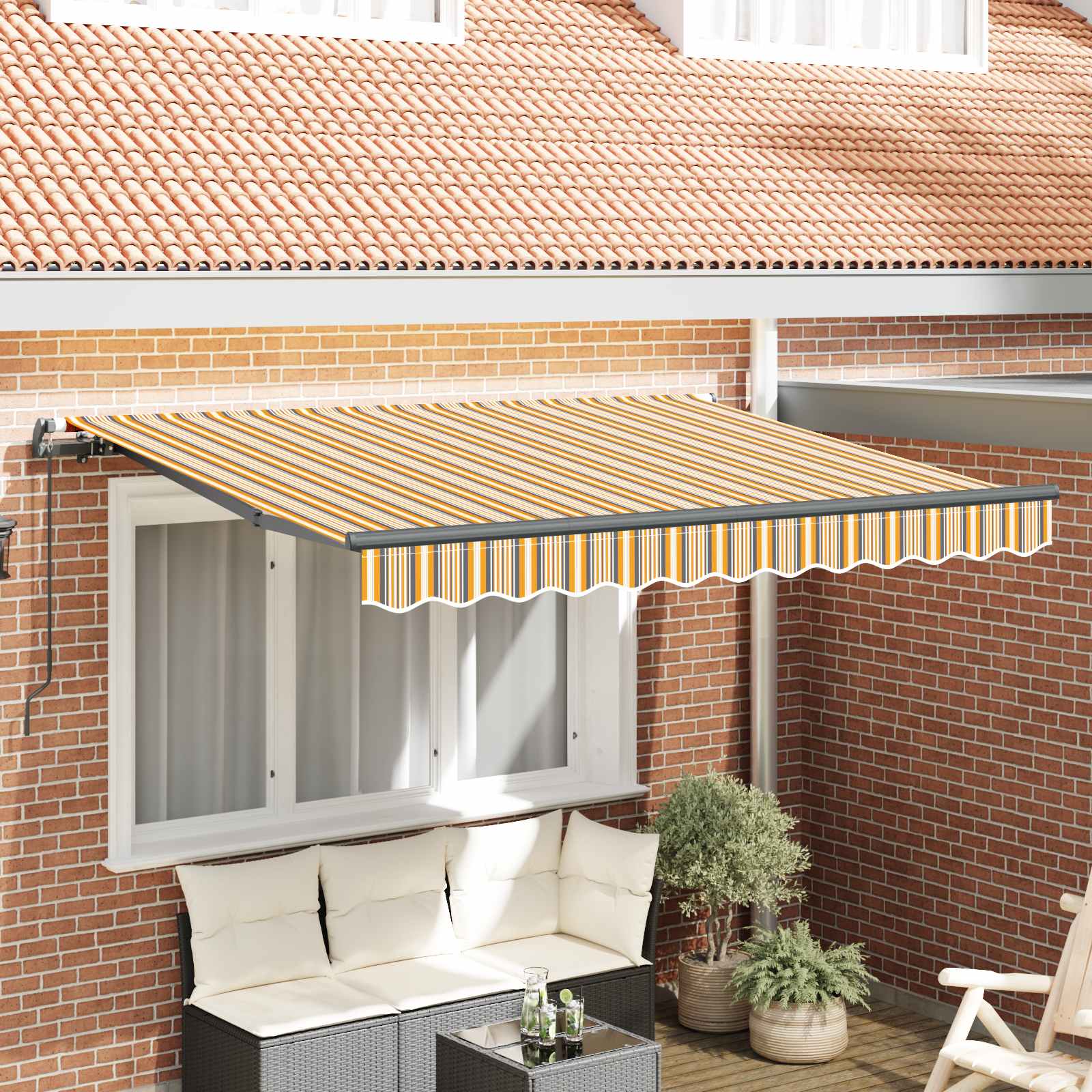 Tenda retrattile Giallo e Grigio 250 x 200 cm Tessuto