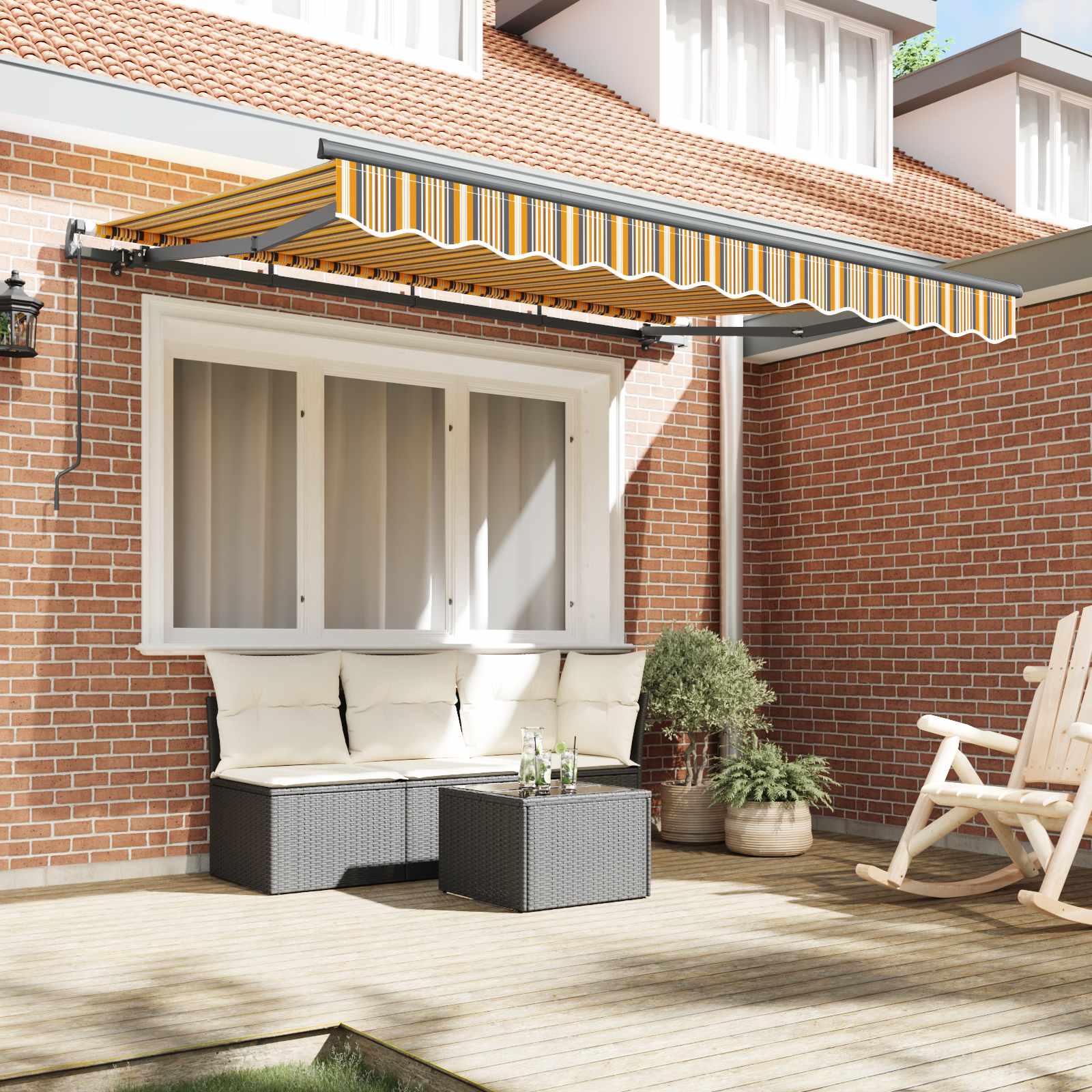 Tenda retrattile Giallo e Grigio 250 x 200 cm Tessuto