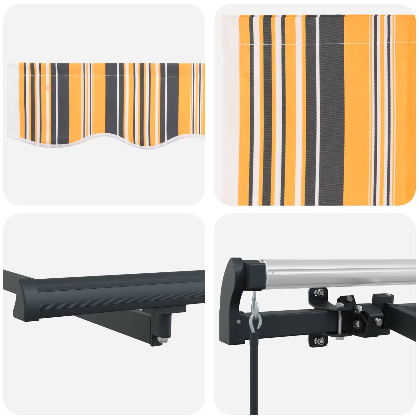 Tenda retrattile Giallo e Grigio 250 x 200 cm Tessuto