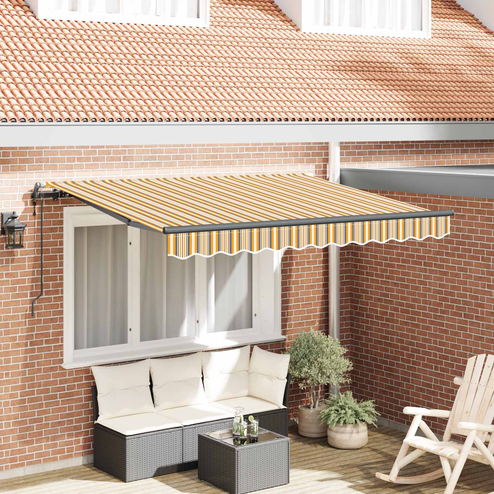 Tenda retrattile Giallo e Grigio 250 x 200 cm Tessuto