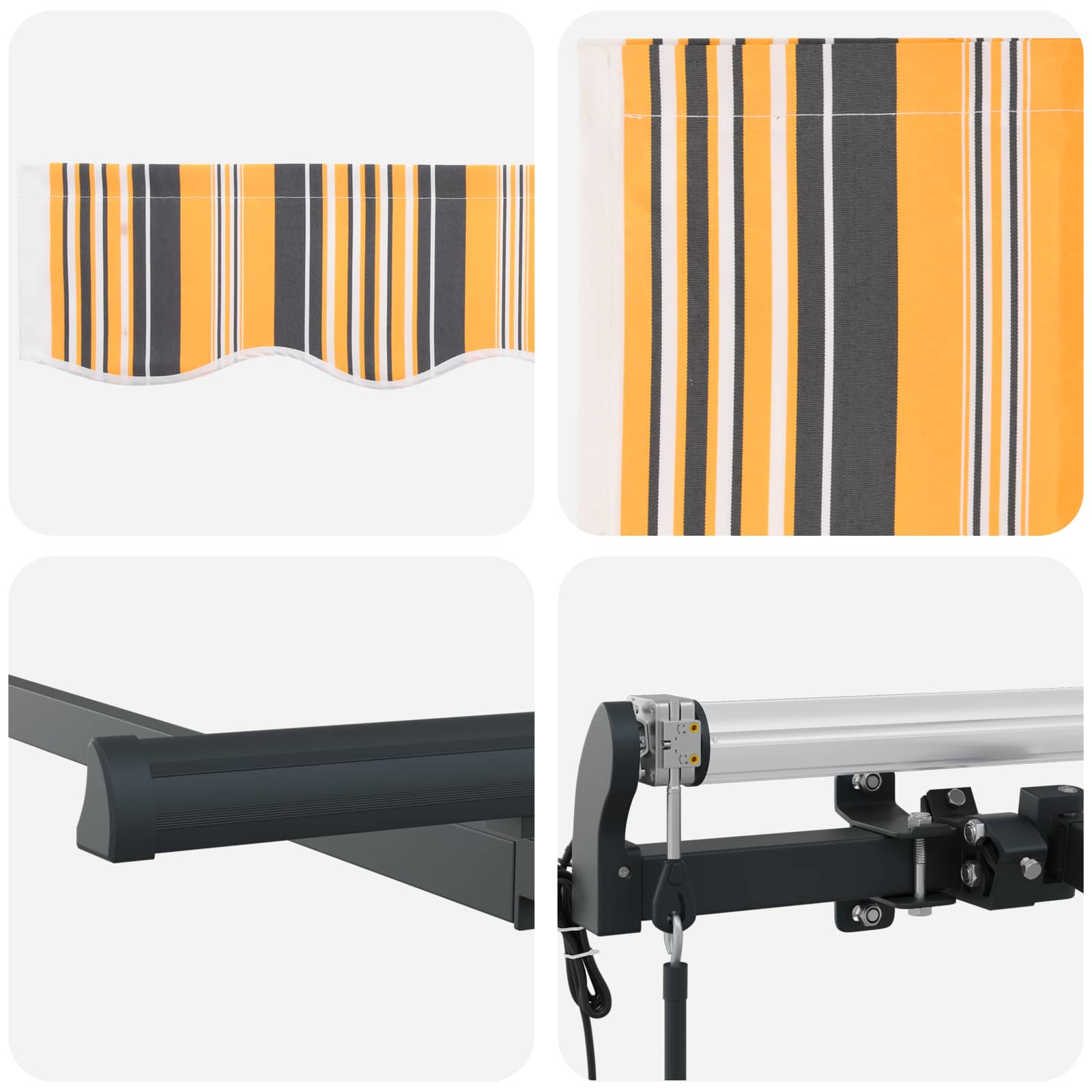 Tenda retrattile Giallo e Grigio 250 x 200 cm Tessuto