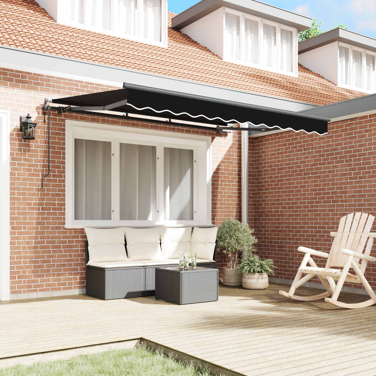 Tenda retrattile Nero 250 x 200 cm Tessuto