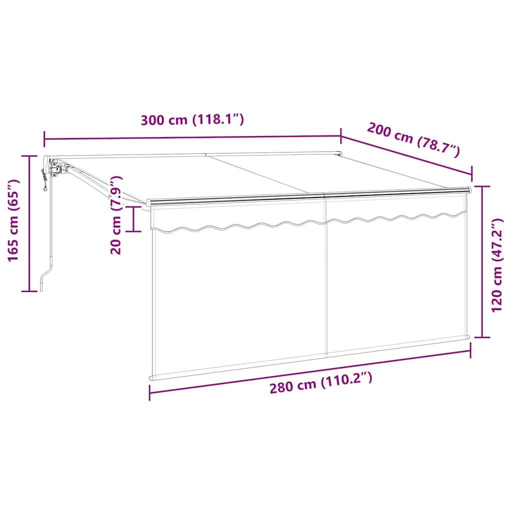 Tenda retrattile Blu e Bianco 300 x 200 cm