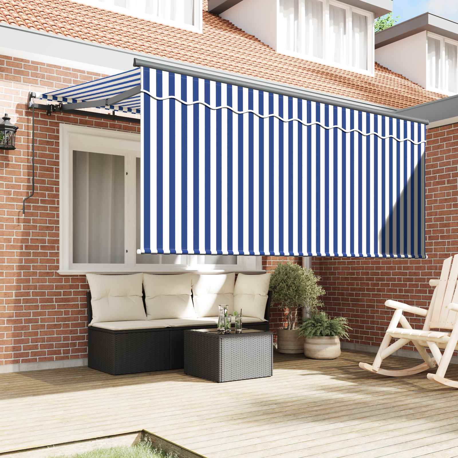 Tenda retrattile Blu e Bianco 300 x 200 cm