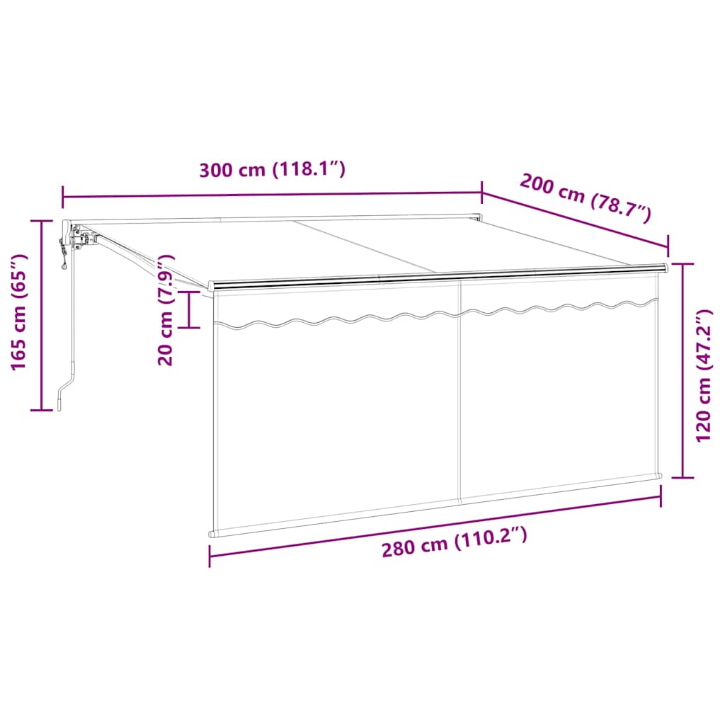 Tenda retrattile Blu e Bianco 300 x 200 cm