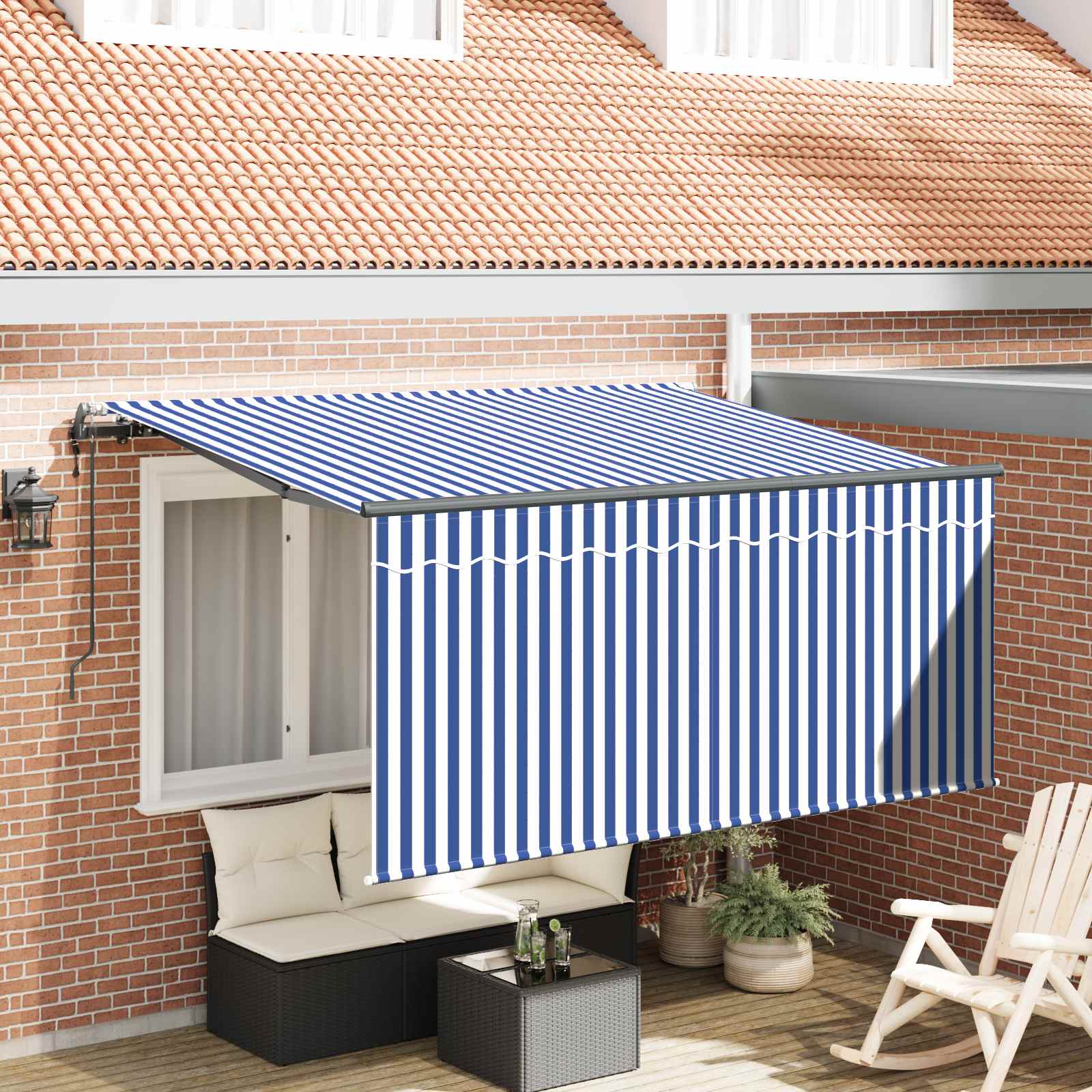 Tenda retrattile Blu e Bianco 300 x 200 cm