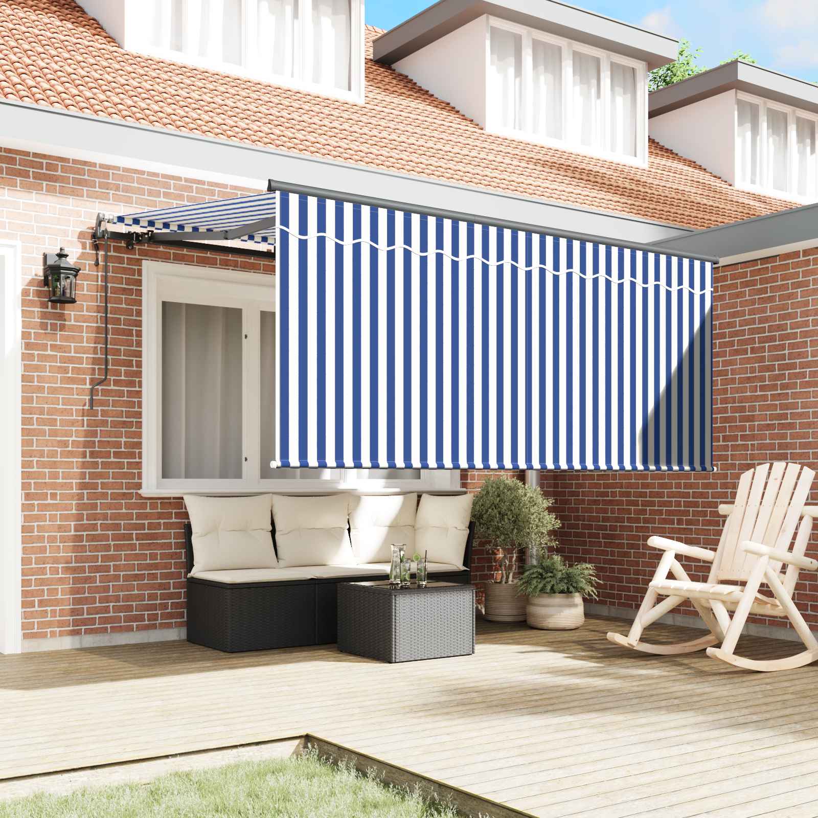 Tenda retrattile Blu e Bianco 300 x 200 cm