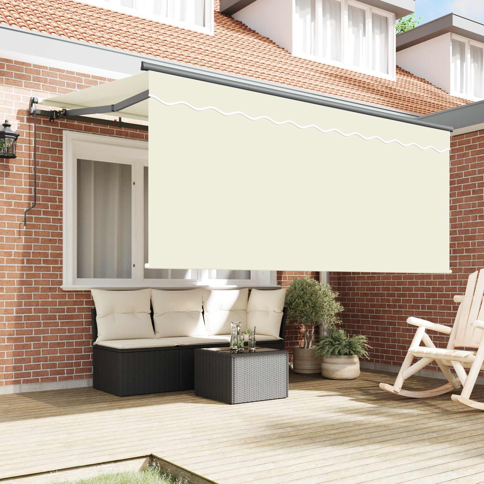Tenda retrattile Crema 300 x 200 cm Poliestere e Alluminio