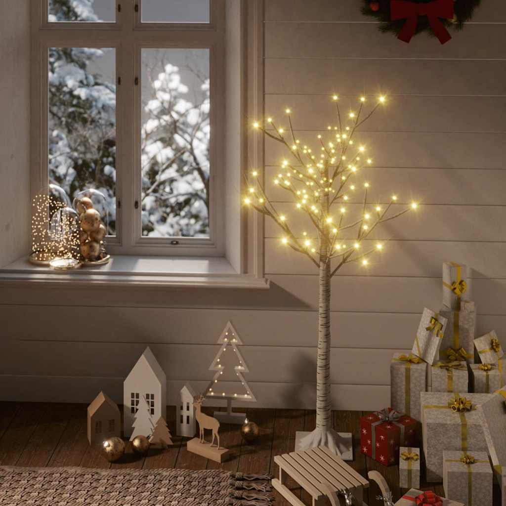 Albero Natale 128 LED 1,2 m Salice Bianco Caldo Interno Esterno