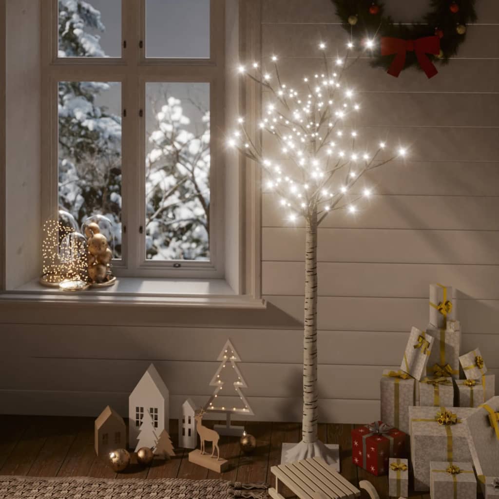 Albero Natale 156 LED 1,5m Salice Bianco Freddo Interno Esterno