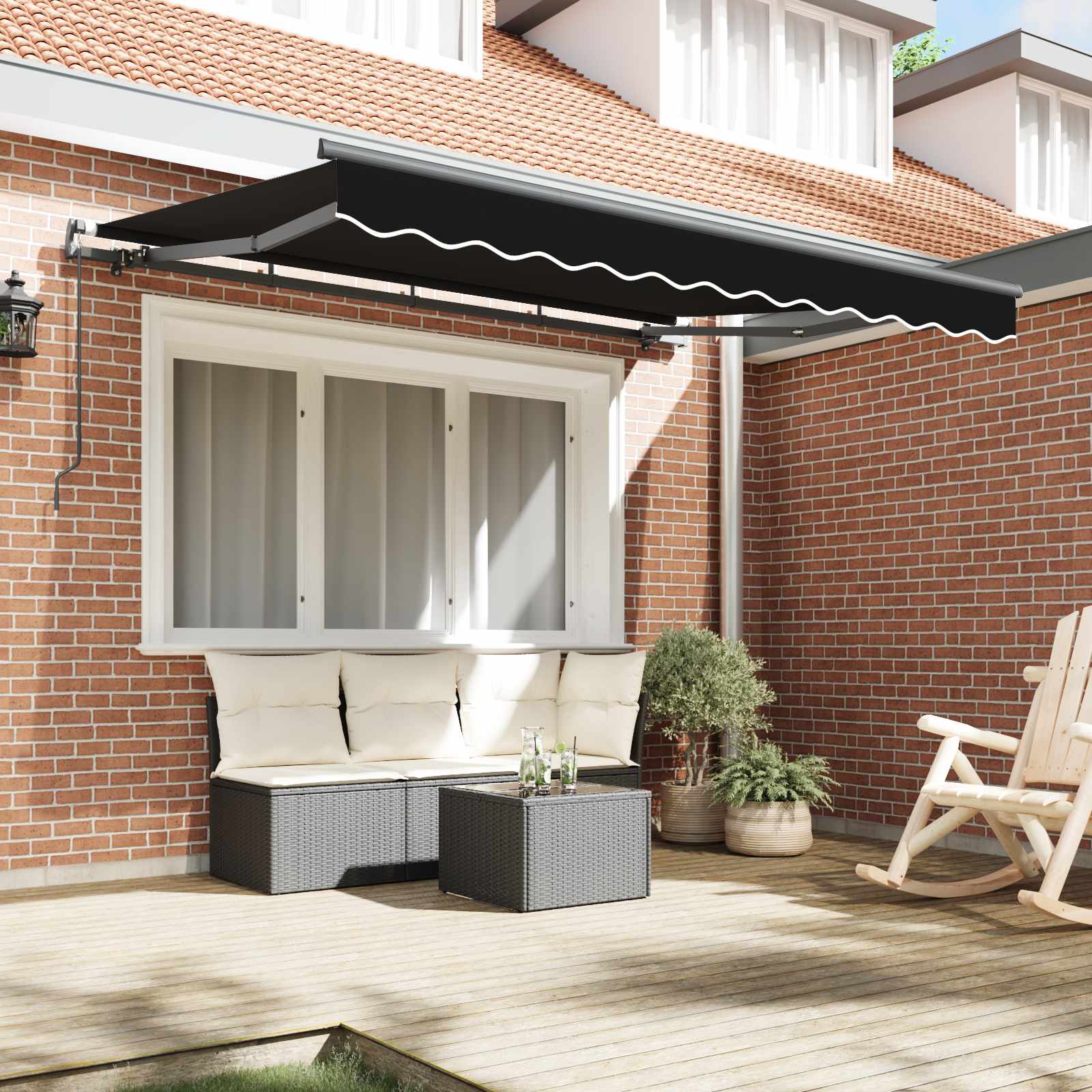 Tenda retrattile Nero 300 x 200 cm Tessuto
