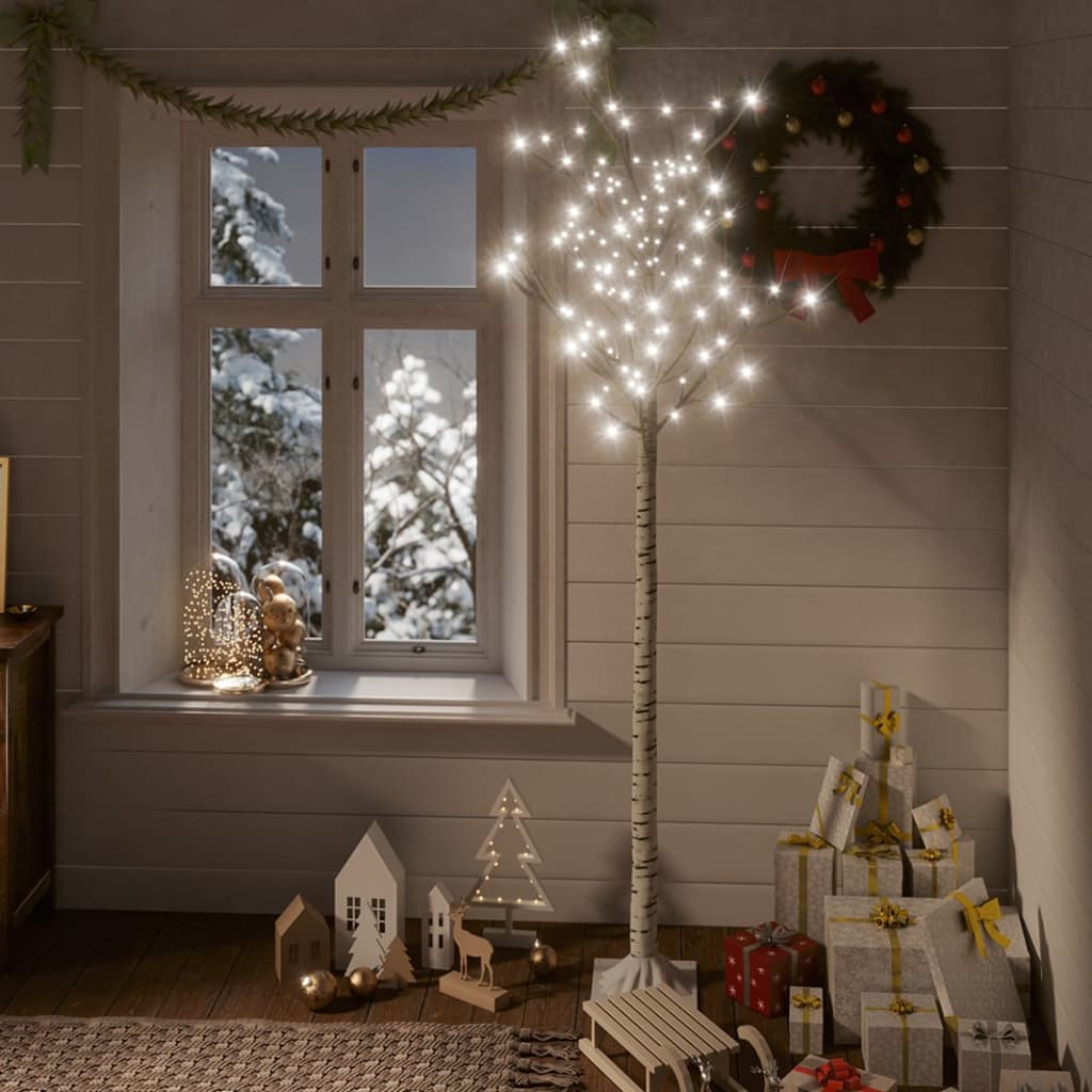 Albero Natale 200 LED 1,8m Salice Bianco Freddo Interno Esterno
