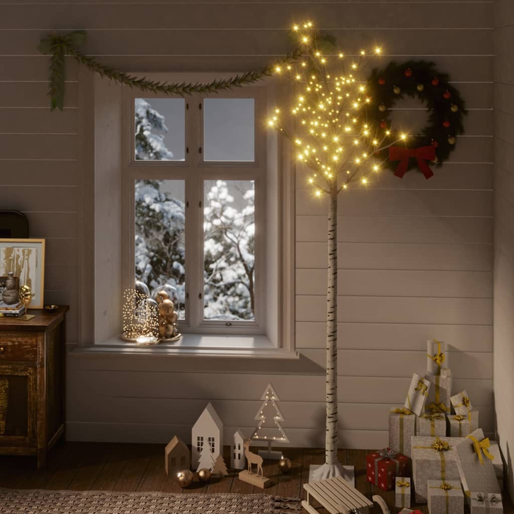 Albero Natale 220 LED 2,2 m Salice Bianco Caldo Interno Esterno