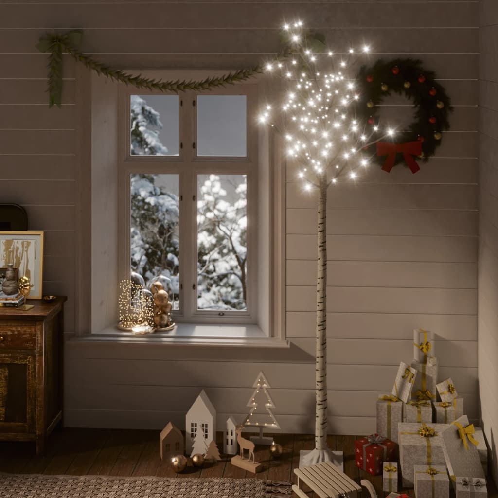 Albero Natale 220 LED 2,2m Salice Bianco Freddo Interno Esterno