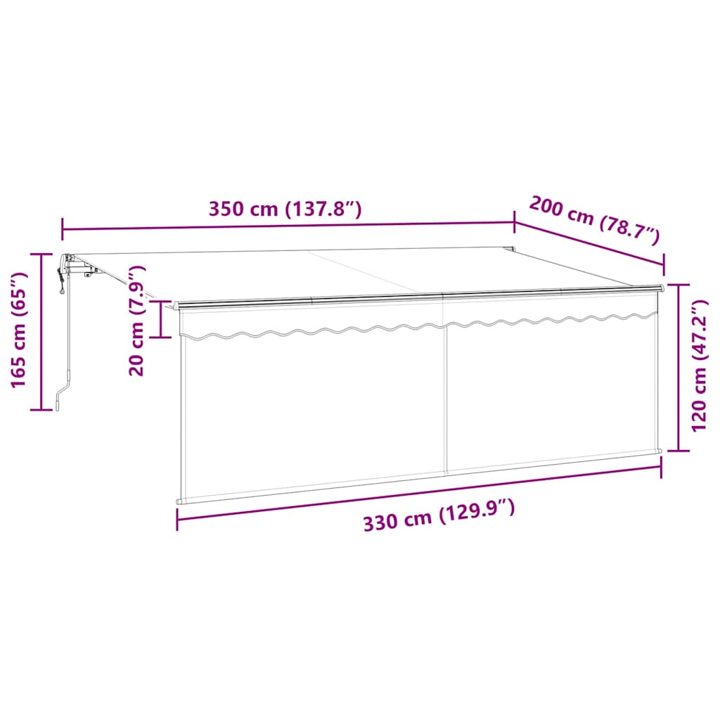 Tenda retrattile Blu 350 x 200 cm Tessuto
