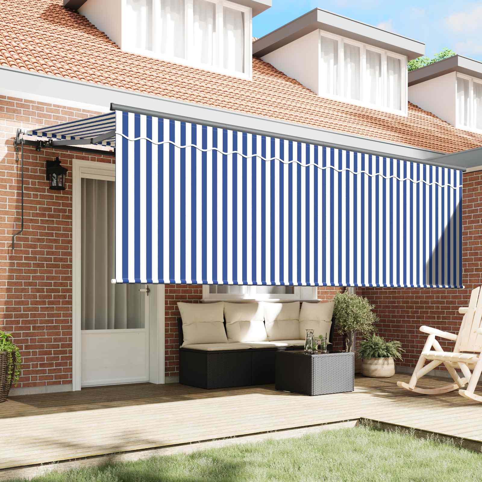 Tenda retrattile Blu e Bianco 350 x 200 cm