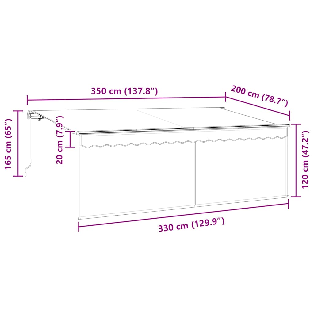 Tenda retrattile Crema 350 x 200 cm Poliestere e Alluminio