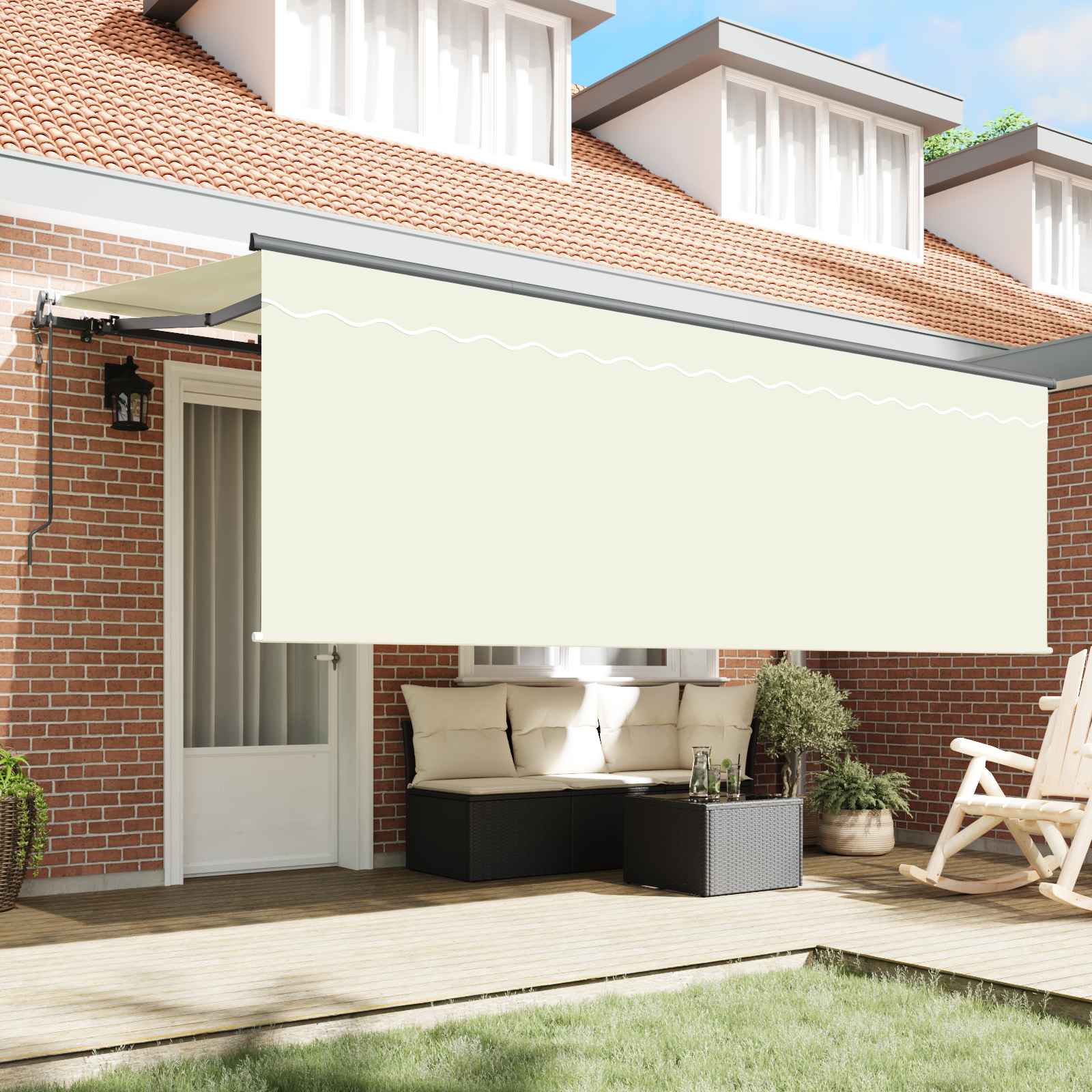 Tenda retrattile Crema 350 x 200 cm Poliestere e Alluminio