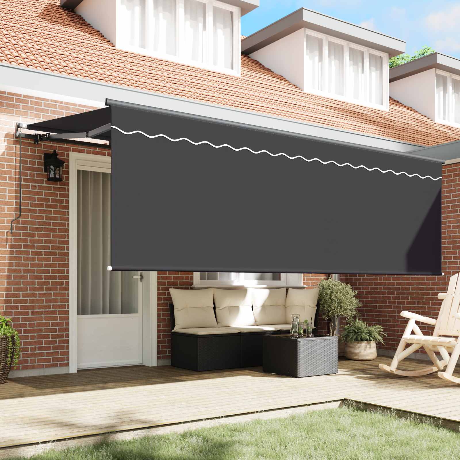 Tenda retrattile Antracite 350 x 200 cm Poliestere e Alluminio