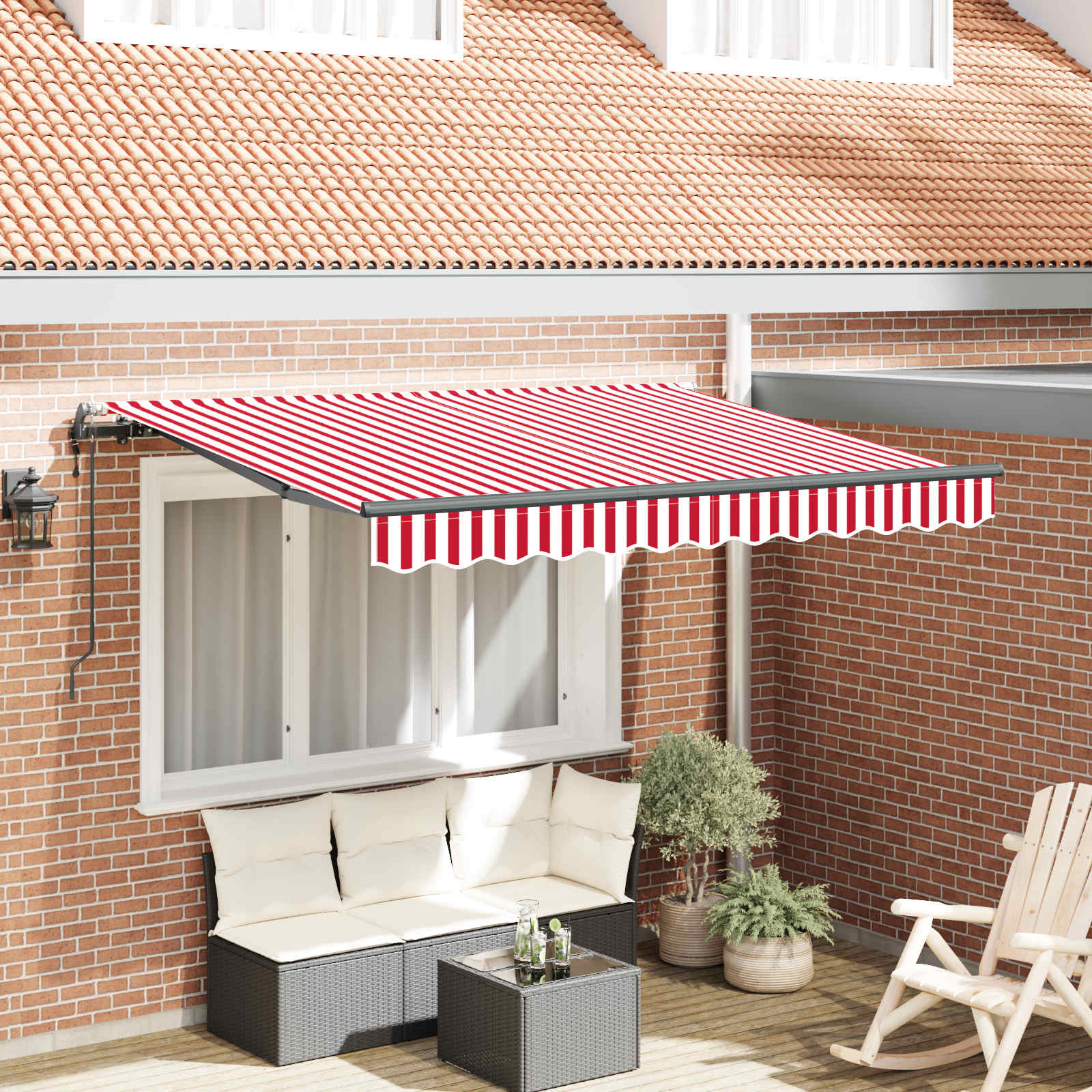 Tenda retrattile Rosso 350 x 200 cm Tessuto