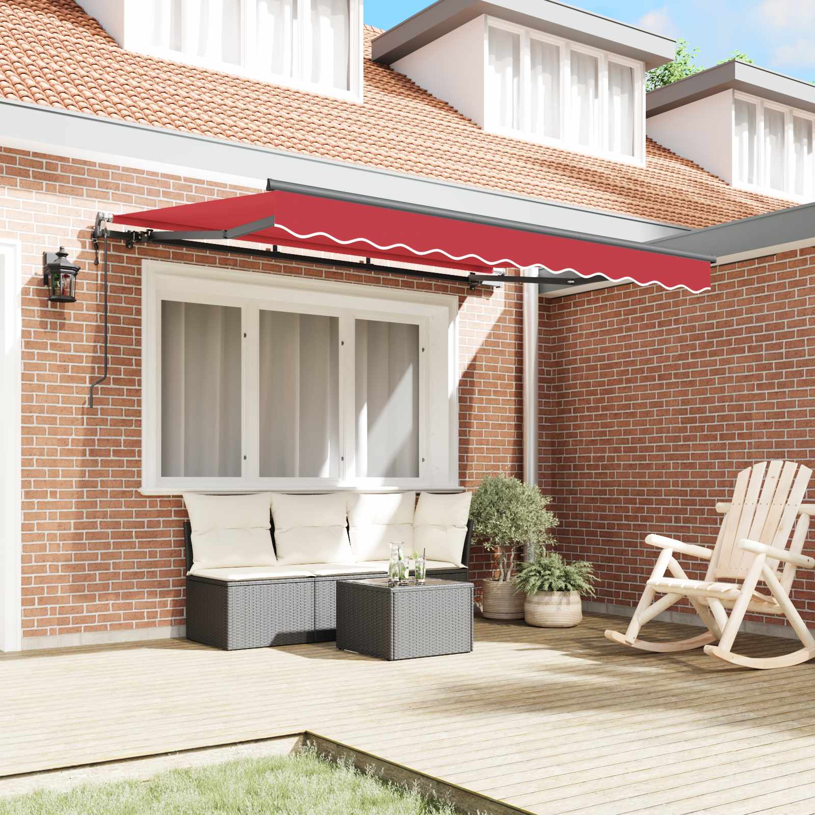 Tenda retrattile Rosso 350 x 200 cm Tessuto