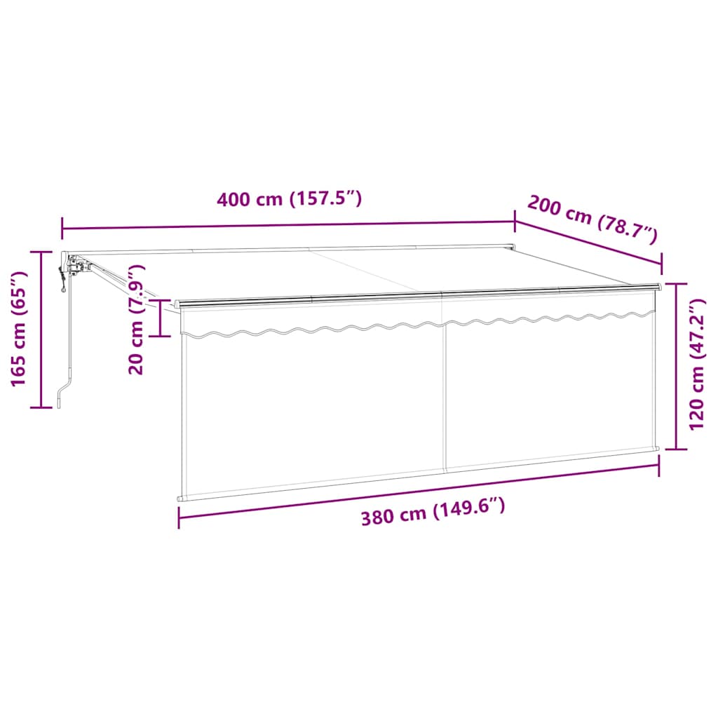Tenda retrattile Blu e Bianco 400 x 200 cm