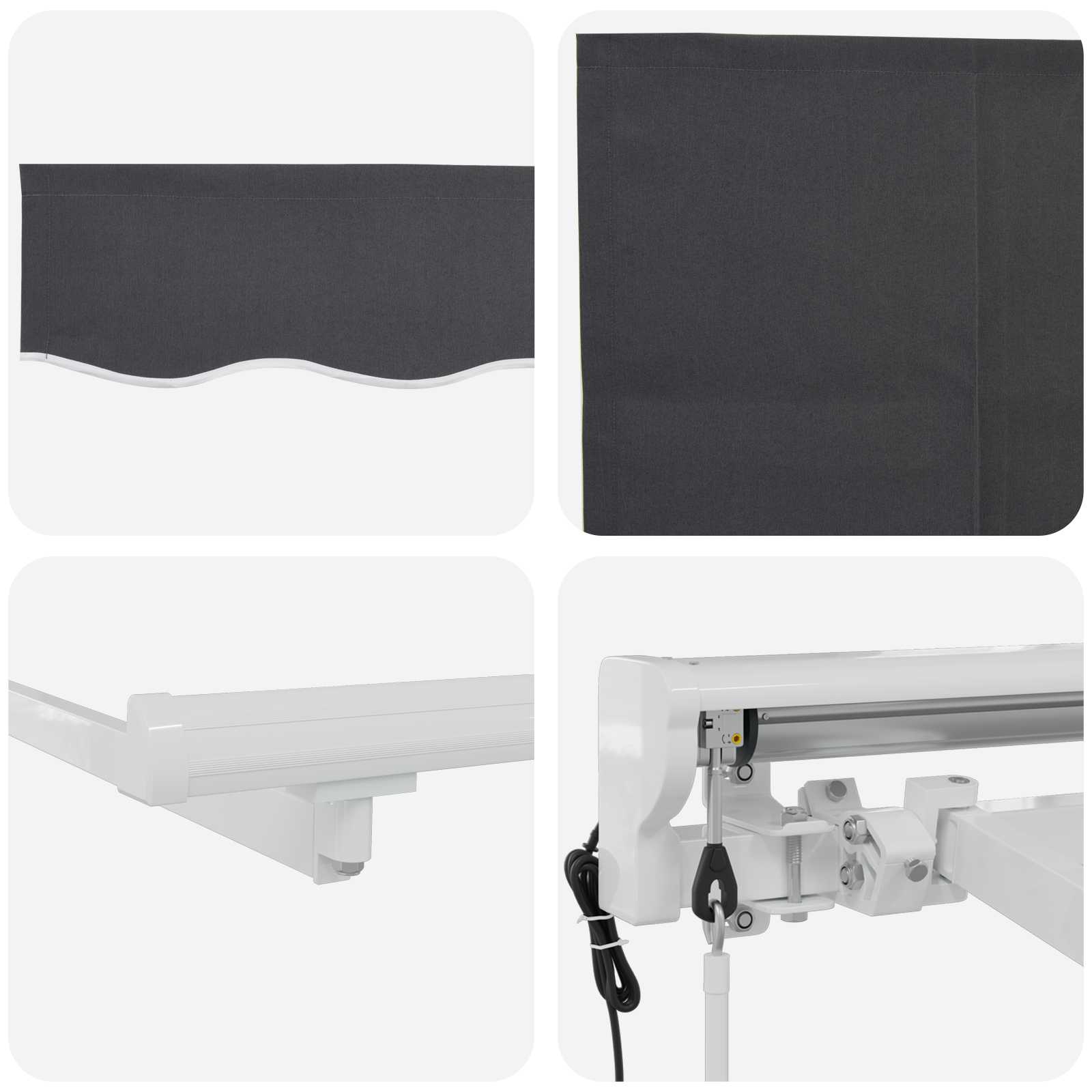 Tenda retrattile Antracite 400 x 200 cm Poliestere e Alluminio