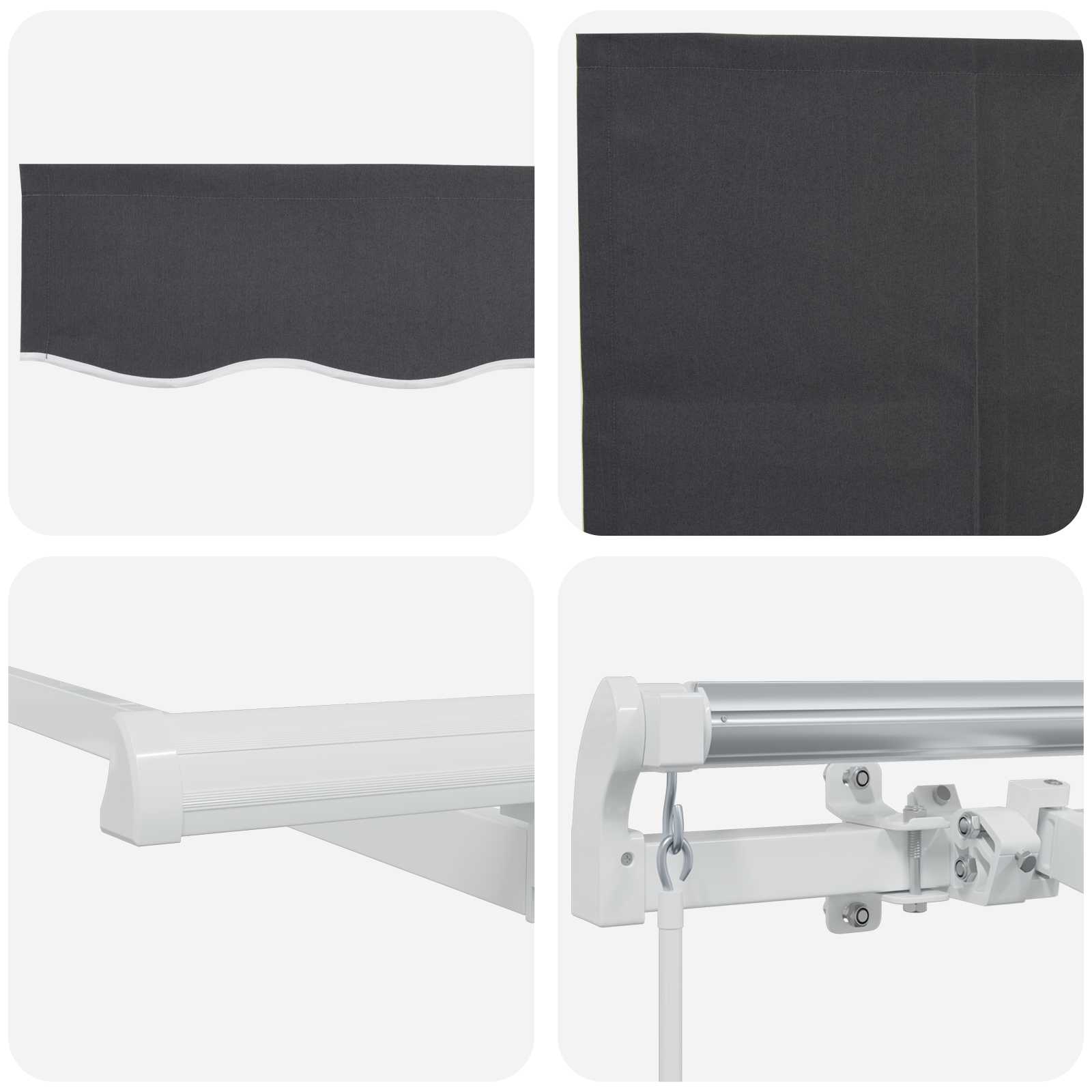 Tenda retrattile Antracite 400 x 200 cm Poliestere e Alluminio