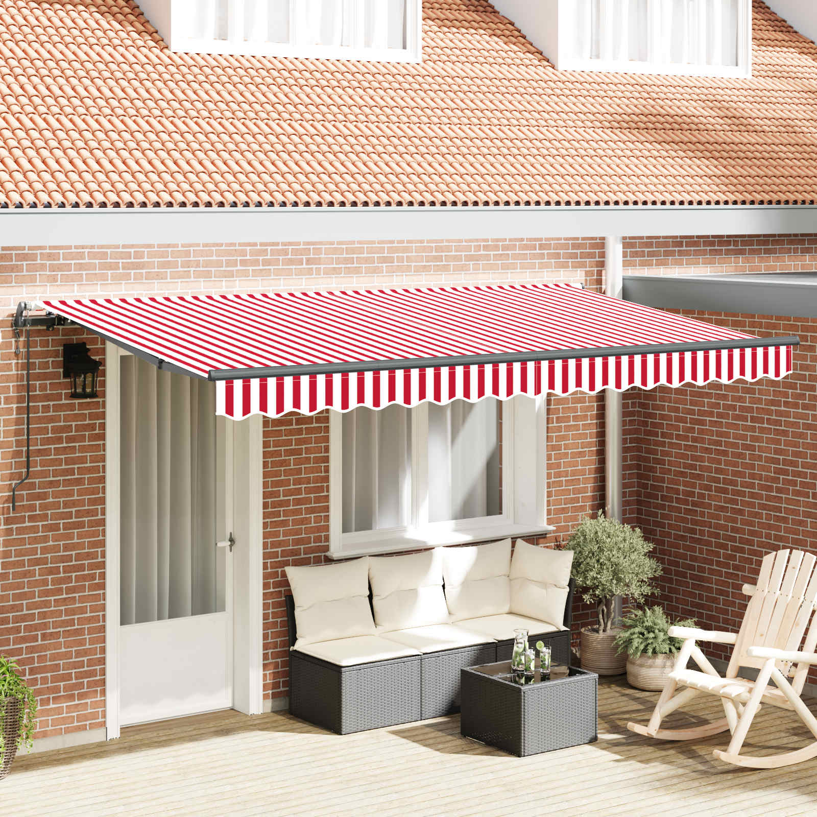 Tenda retrattile Rosso 400 x 200 cm Tessuto