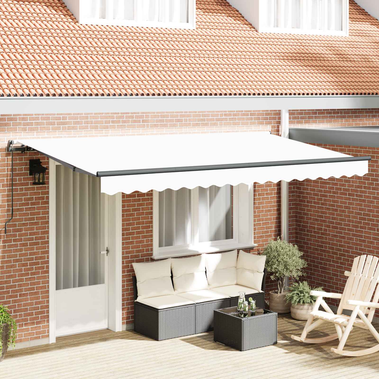 Tenda retrattile Bianco 400 x 200 cm Tessuto