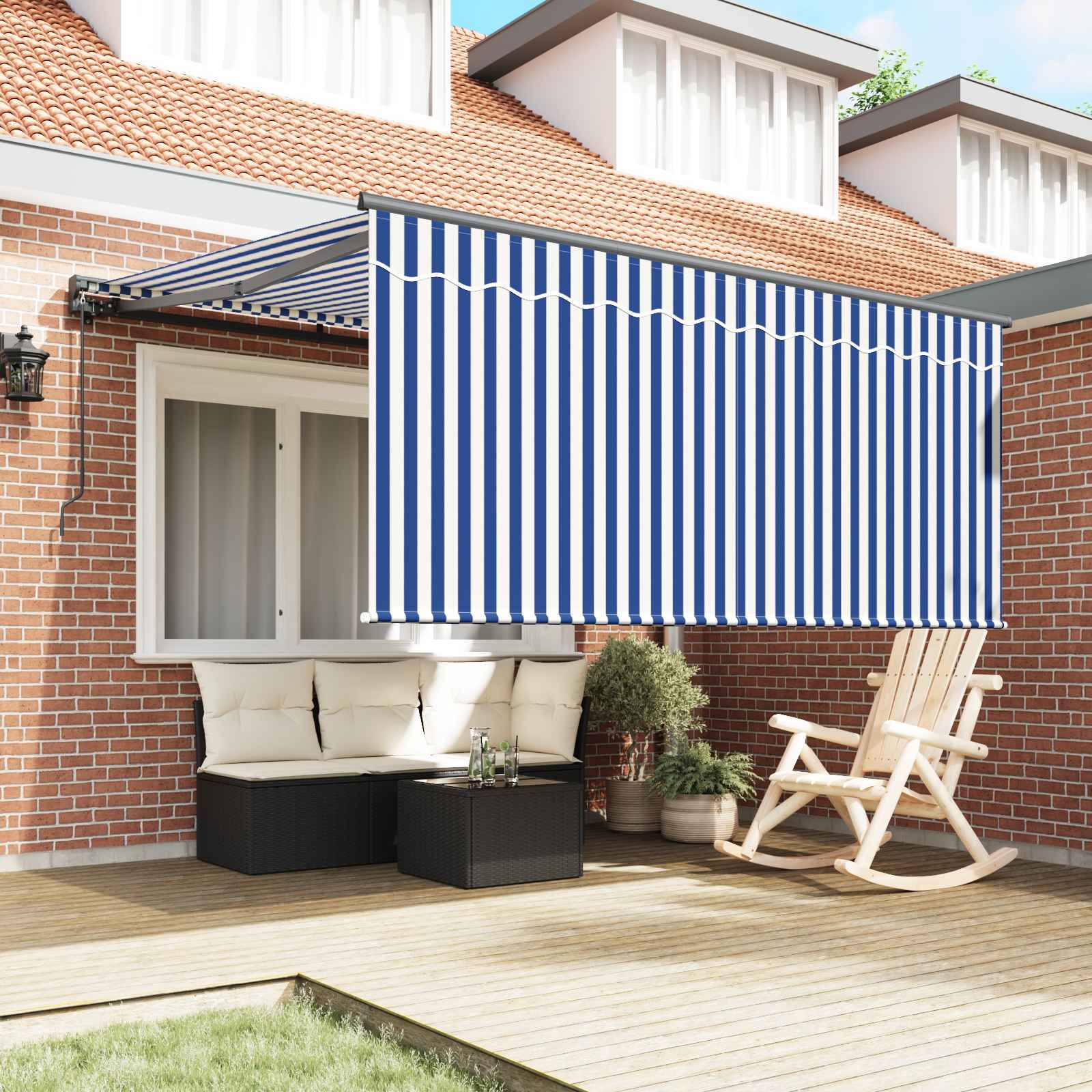Tenda retrattile Blu e Bianco 300 x 250 cm