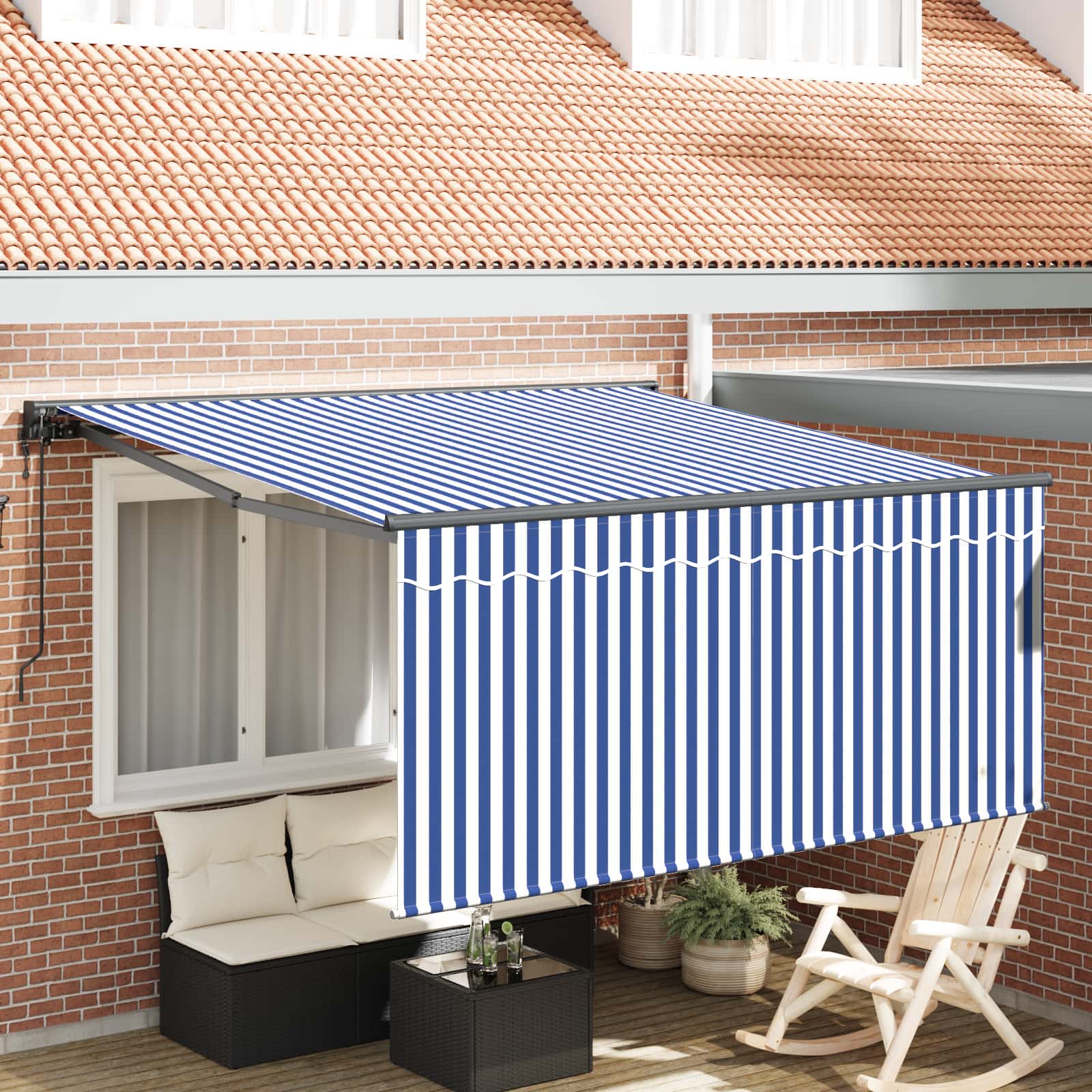 Tenda retrattile Blu e Bianco 300 x 250 cm