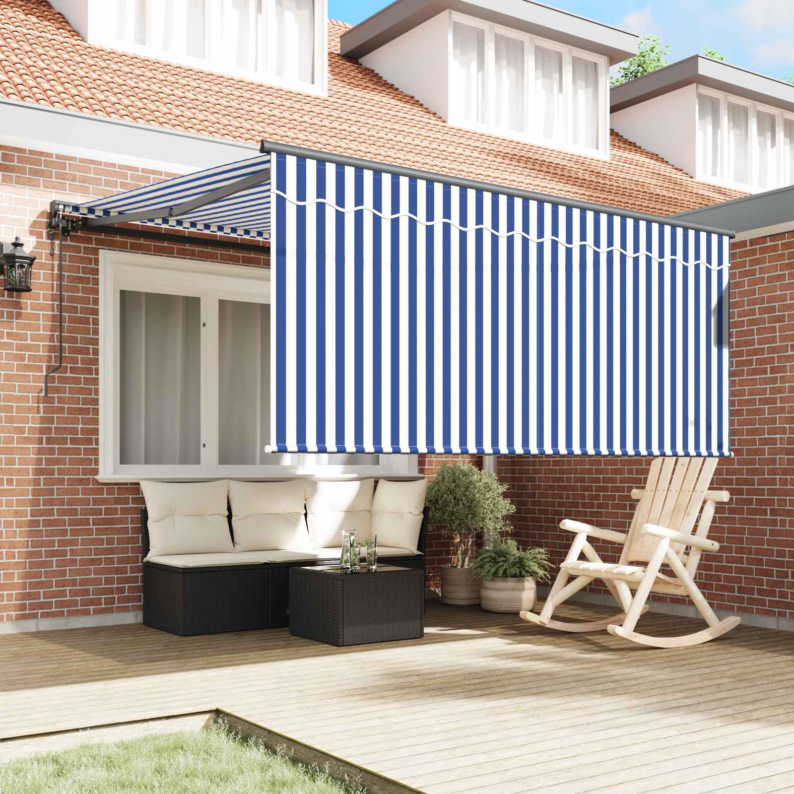 Tenda retrattile Blu e Bianco 300 x 250 cm