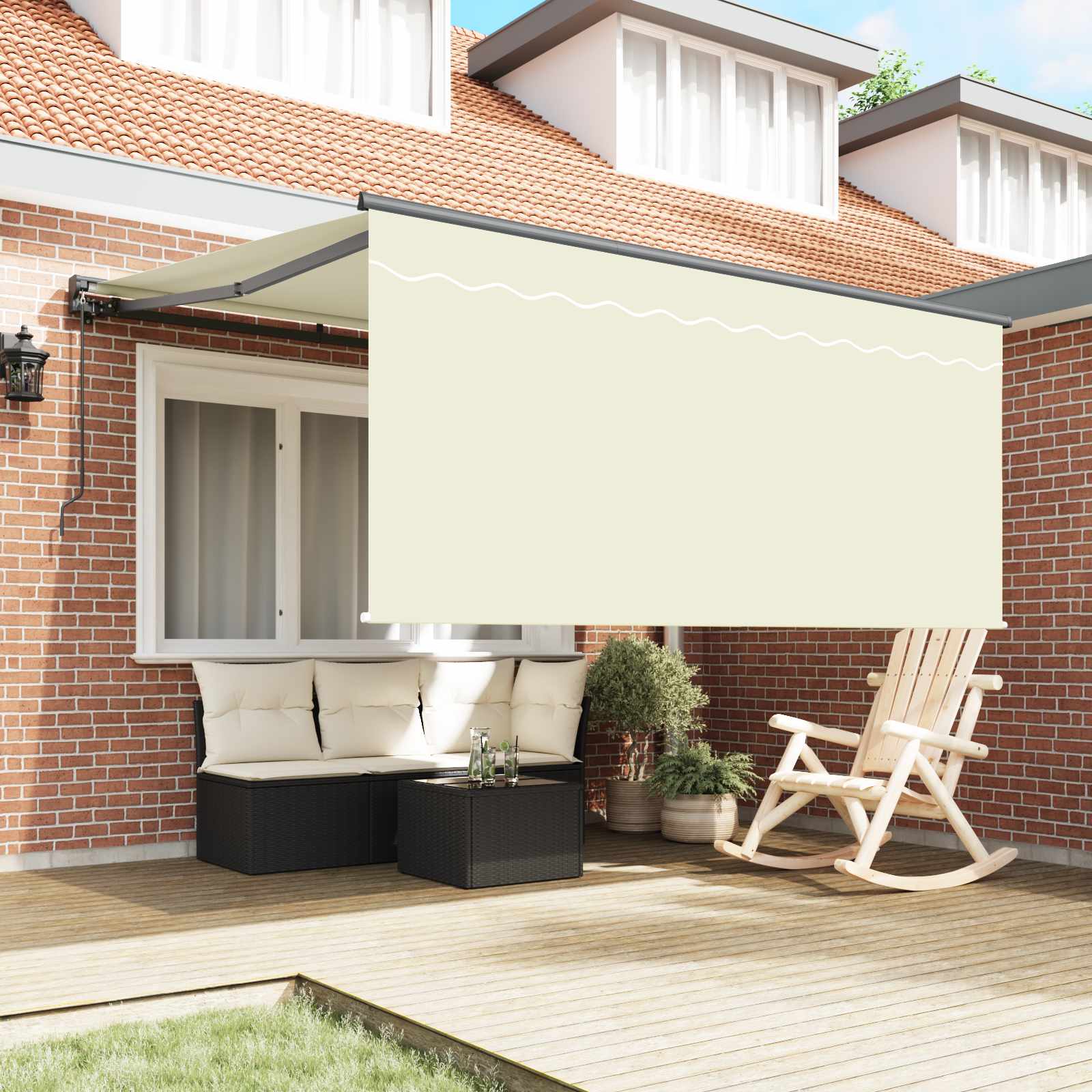 Tenda retrattile Crema 300 x 250 cm Poliestere e Alluminio